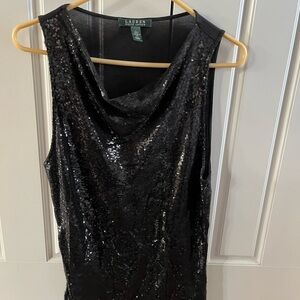 Ralph Lauren Black Sleeveless Sequin Top